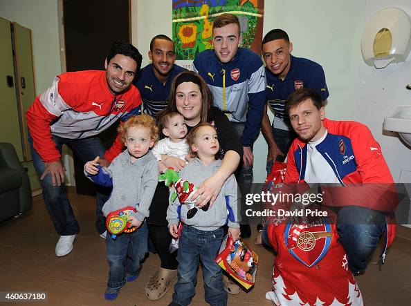 Wojciech Szczesny, Theo Walcott, Mikel Arteta, Calum Chambers and