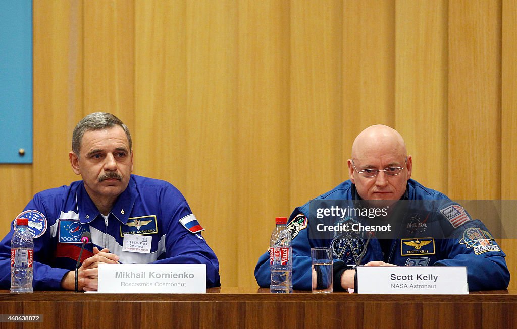 Astronauts Scott Kelly And Mikhail Kornienko Give A Press Confence At UNESCO in Paris