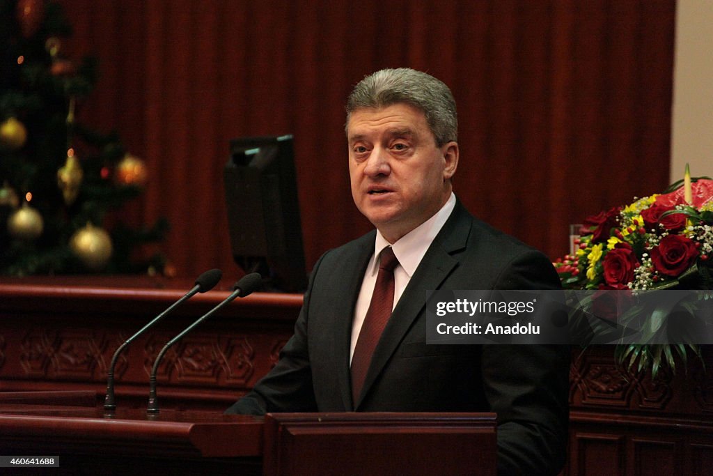 Macedonian President Ivanov speaks at parliament