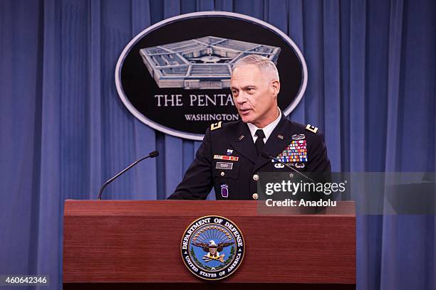 Army Lt. Gen. James L. Terry, commander of the Combined Joint Task Force - Operation Inherent Resolve , holds a press briefing on the mission of...