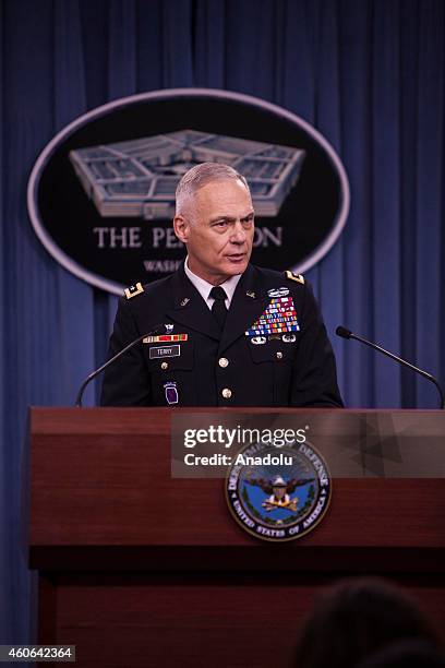 Army Lt. Gen. James L. Terry, commander of the Combined Joint Task Force - Operation Inherent Resolve , holds a press briefing on the mission of...