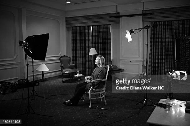 Secretary of State Hillary Clinton recording interviews for American Sunday morning television shows is photographed for Time Magazine on October 23,...