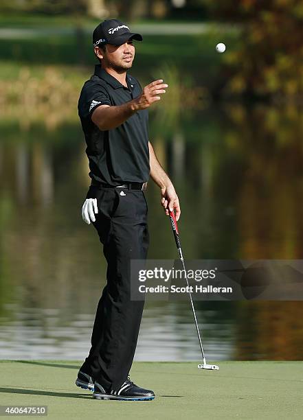 Jason Day of Australia in action during the final round of the Hero World Challenge at the Isleworth Golf & Country Club on December 7, 2014 in...