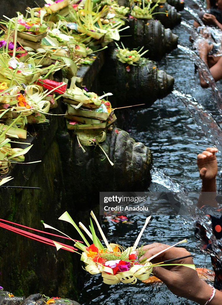 Balinese Hindu Devotees Perform Melukat Ritual