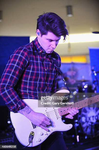 Musician Charley Bagnall of the band Rixton performs at JetBlue's Live From T5 Concert Series at JetBlue's Terminal 5 at JFK International Airport on...