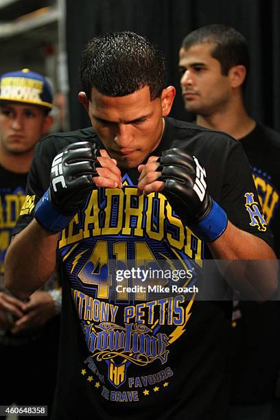 Anthony Pettis warms up backstage during the UFC 164 event at BMO Harris Bradley Center on August 31, 2013 in Milwaukee, Wisconsin.