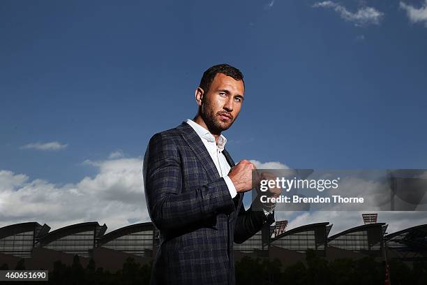 Quade Cooper poses for a photograph following a press conference at Allphones Arena on December 19, 2014 in Sydney, Australia.