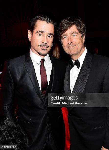Actor Colin Farrell and composer Thomas Newman attend the 25th annual Palm Springs International Film Festival awards gala at Palm Springs Convention...