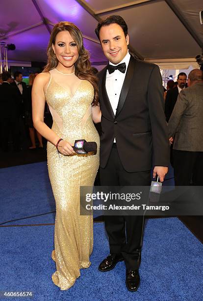 Lindsay Casinelli and Alejandro Berry attend the inaugural Premios Univision Deportes at Univision Studios on December 17, 2014 in Miami, Florida.