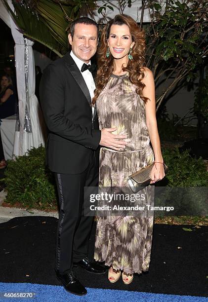 Alan Tacher and Cristina Bernal attend the inaugural Premios Univision Deportes at Univision Studios on December 17, 2014 in Miami, Florida.