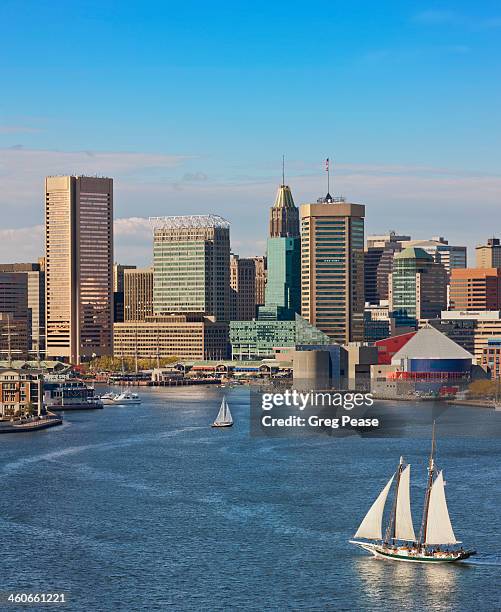 baltimore skyline and inner harbor - baltimore maryland stock pictures, royalty-free photos & images