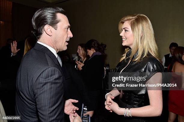 Actor Jon Hamm and model Kate Upton attend the PEOPLE Magazine Awards at The Beverly Hilton Hotel on December 18, 2014 in Beverly Hills, California.