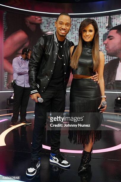 Terrence J and Rocsi host BET's "106 & Park" at BET Studios on December 18 in New York City.