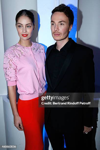 Marie-Ange Casta and Fashion Designer Maxime Simoens attend the Annual Charity Dinner hosted by the AEM Association Children of the World for Rwanda....