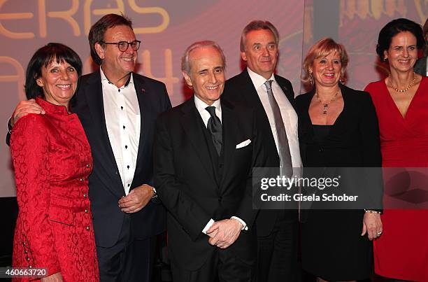 Marianne Mack, Roland Mack, Jose Carreraa, Juergen Mack and his wife Mauritia Mack during the 20th Annual Jose Carreras Gala on December 18, 2014 in...