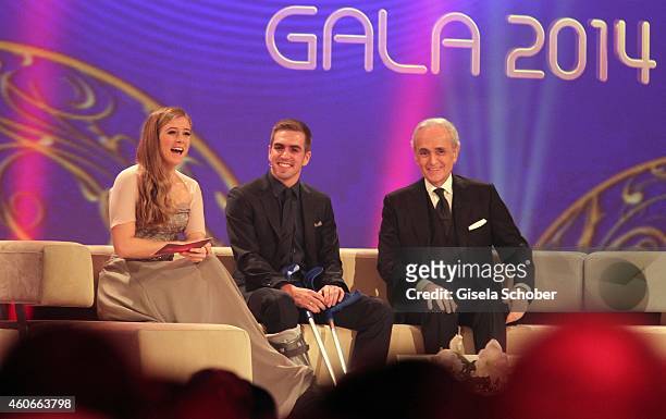 Nina Eichinger, Philipp Lahm, Jose Carreras during the 20th Annual Jose Carreras Gala on December 18, 2014 in Rust, Germany.