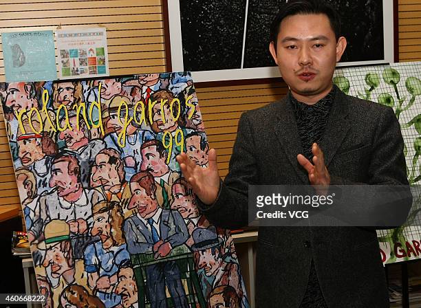 Chinese artist interprets series posters of Roland Garros at La France en Chine on December 18, 2014 in Beijing, China. The 2015 French Open poster...