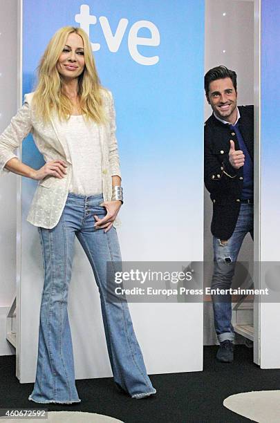 Marta Sanchez and David Bustamante attend the presentation of the musical talent show 'Hit-La Cancion' on December 18, 2014 in Madrid, Spain.