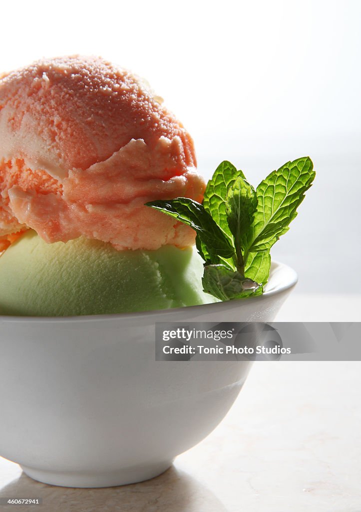 Sherbet with mint