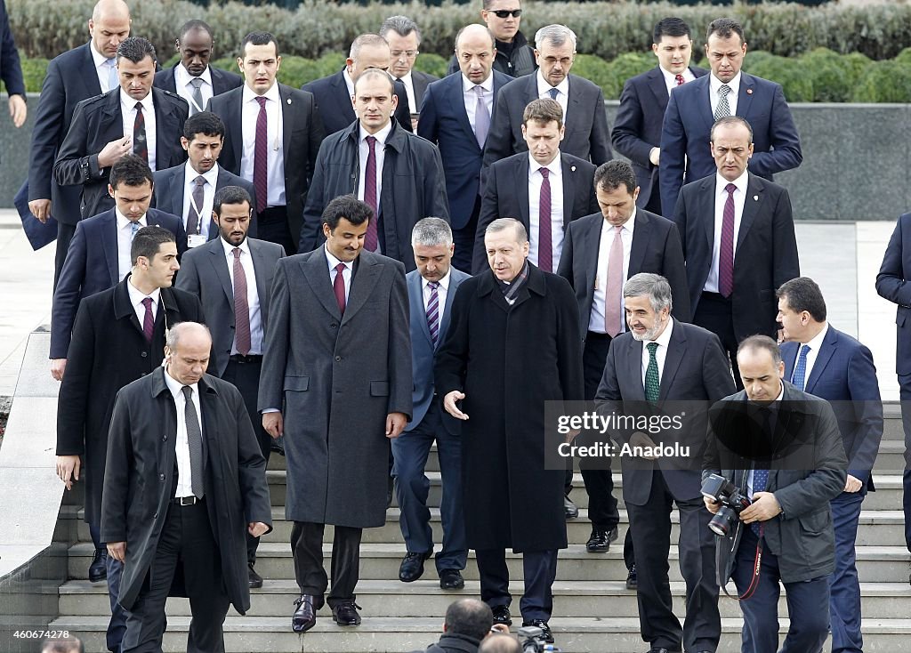 Emir of Qatar Sheikh Al Thani and Turkish President Erdogan attend Friday Prayer in Ankara