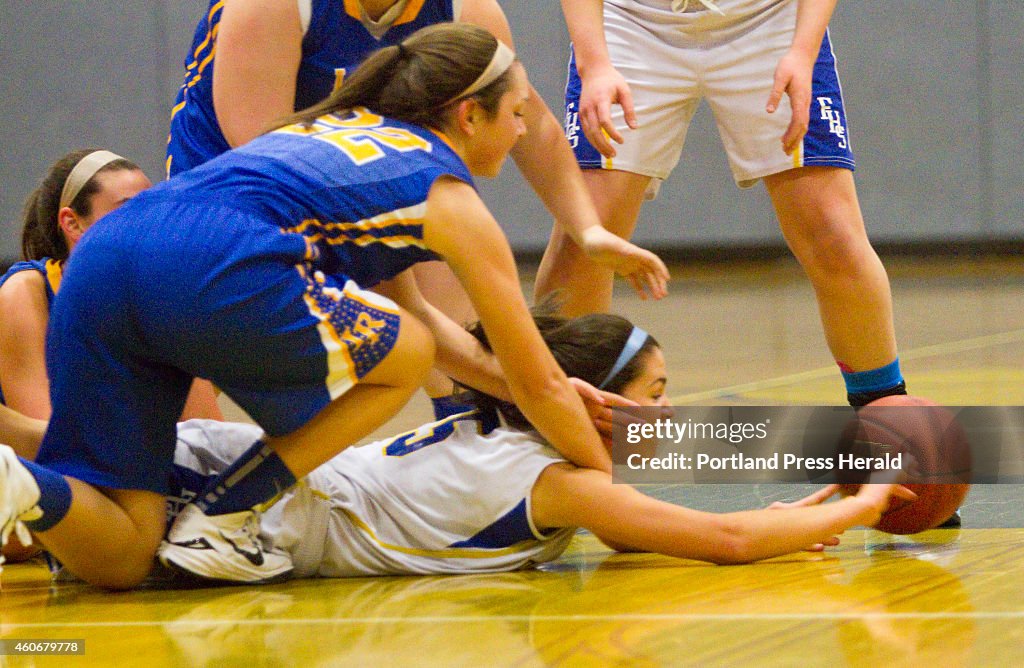 Girls varsity basketball action