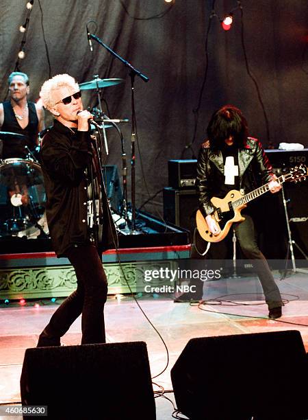 Episode 829 -- Pictured: Musical guest Billy Idol performs on December 19, 1995 --