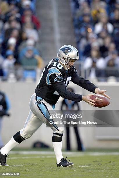 Todd Sauerbrun of the Carolina Panthers punts the ball away during a game against the Philadelphia Eagles on November 30, 2003 at Ericsson Stadium in...