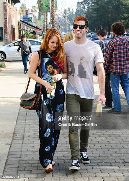 Debby Ryan and Josh Dun are seen on January 04, 2014 in Los Angeles, California.