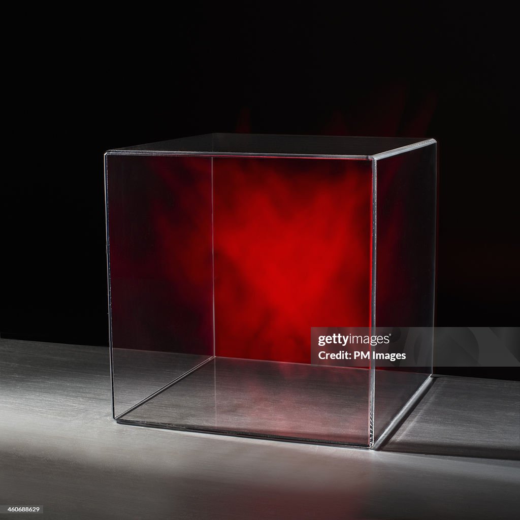 Red mist in clear box