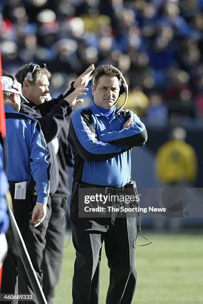 Head Coach Steve Mariucci of the Detroit Lions looks on from the sidelines during a game against the Carolina Panthers on December 21, 2003 at...