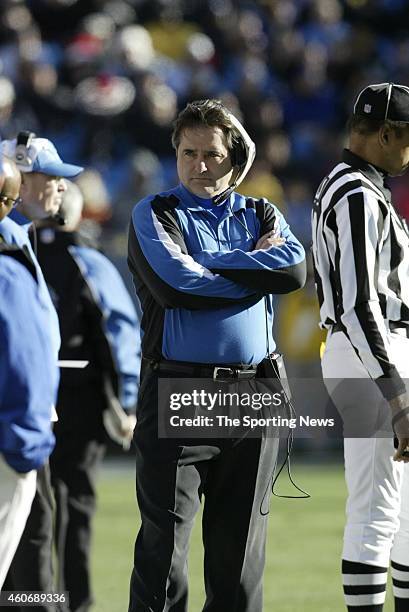 Head Coach Steve Mariucci of the Detroit Lions looks on from the sidelines during a game against the Carolina Panthers on December 21, 2003 at...