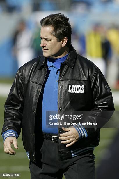 Head Coach Steve Mariucci of the Detroit Lions on the field during a game against the Carolina Panthers on December 21, 2003 at Erickson Stadium in...