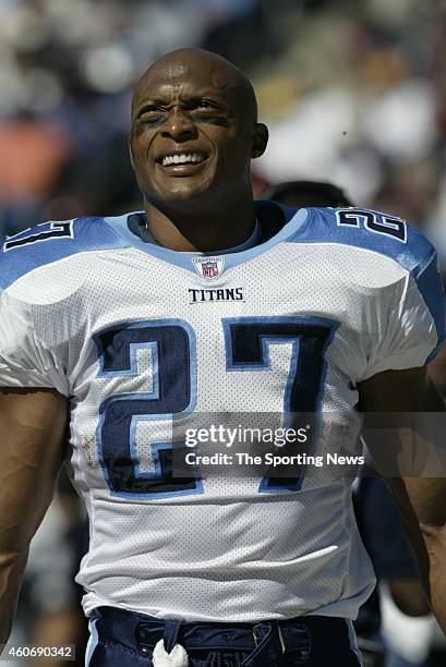 Eddie George of the Tennessee Titans during a game against the Carolina Panthers on October 19, 2003 at Ericsson Stadium in Charlotte, North Carolina.