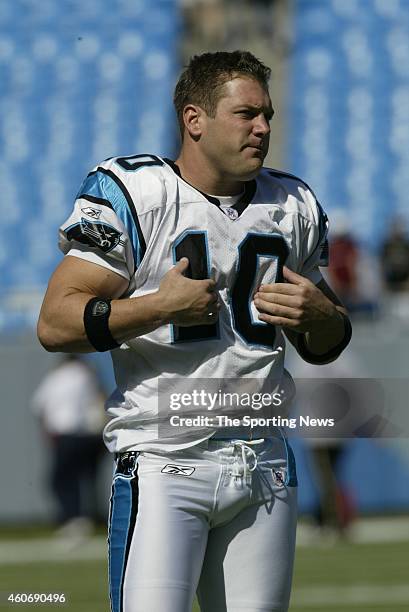 Todd Sauerbrun of the Carolina Panthers participates in warm-ups before a game against the New Orleans Saints on October 5, 2003 at Ericsson Stadium...