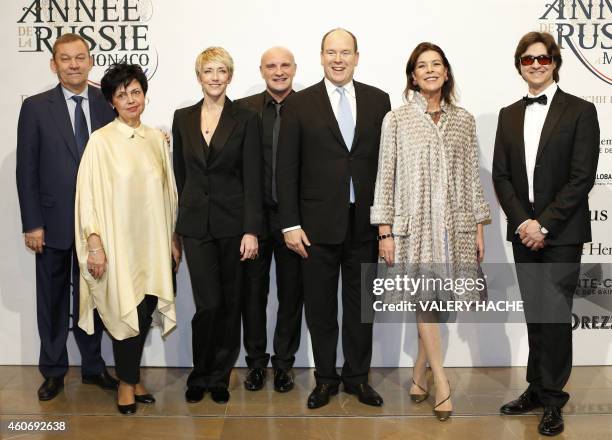 Vladimir Urin and his wife, Bernice Coppieters, Jean Christophe Maillot, Prince Albert II of Monaco, Princess Caroline of Hanover and Sergueï Filine...