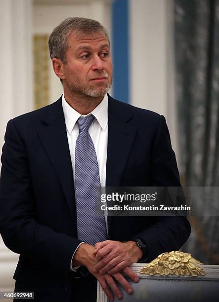 Russian billionaire and businessman Roman Abramovich attends a meeting with Russian President Vladimir Putin in the Kremlin on December 19, 2014 in...