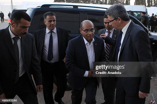 Tunisian presidential candidate Moncef Marzouki arrives Monastir city for his election campaign within the 2nd round of the presidential election...