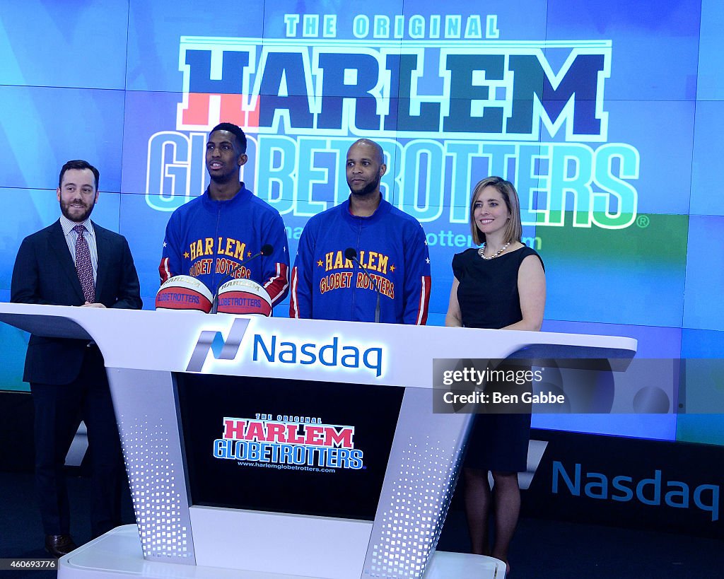 The Harlem Globetrotters Ring The NASDAQ Closing Bell