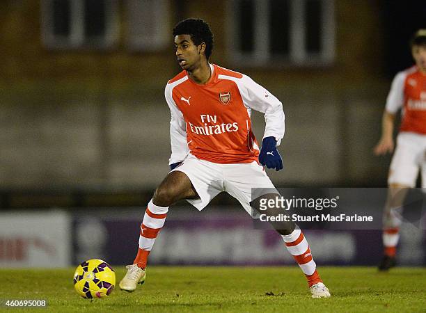 Gedion Zelalem of Arsenal during the FA Youth Cup 3rd Round match between Arsenal and Reading at Meadow Park on December 19, 2014 in Borehamwood,...