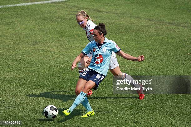 Emma Kete of Sydney kicks the ball during the round seven W-League match between Sydney FC and the Perth Glory at WIN Jubilee Stadium on January 5,...