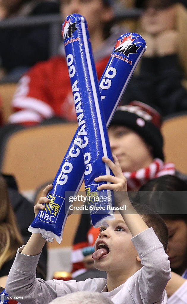 Team Canada out shoots Team Russia 53-20 but loses 2-1 in overtime in a 2015 IIHF World Junior Championship exhibition game