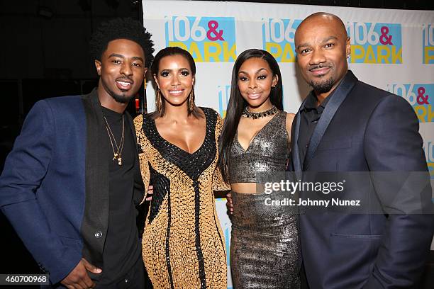 Shorty Da Prince, Julissa Bermudez, Kimberly Paigion Walker and Big Tigger attend The BET "106 & Park" Finale at BET Studios on December 19, 2014 in...