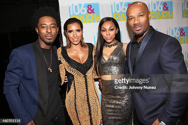 Shorty Da Prince, Julissa Bermudez, Kimberly Paigion Walker and Big Tigger attend The BET "106 & Park" Finale at BET Studios on December 19, 2014 in...