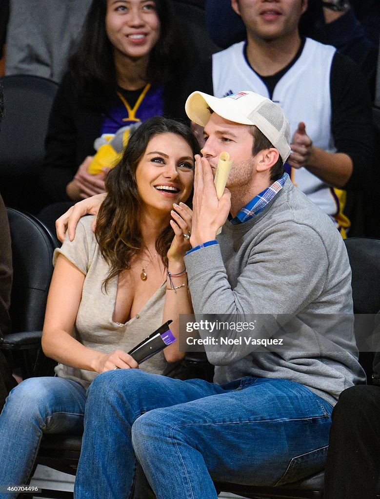 Celebrities At The Los Angeles Lakers Game