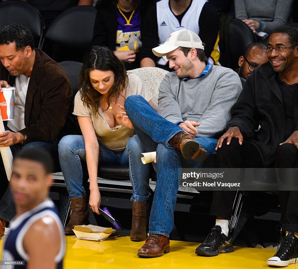 Celebrities At The Los Angeles Lakers Game