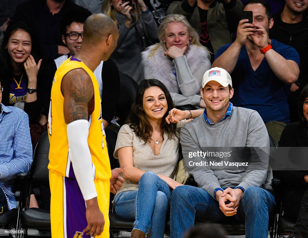 Celebrities At The Los Angeles Lakers Game