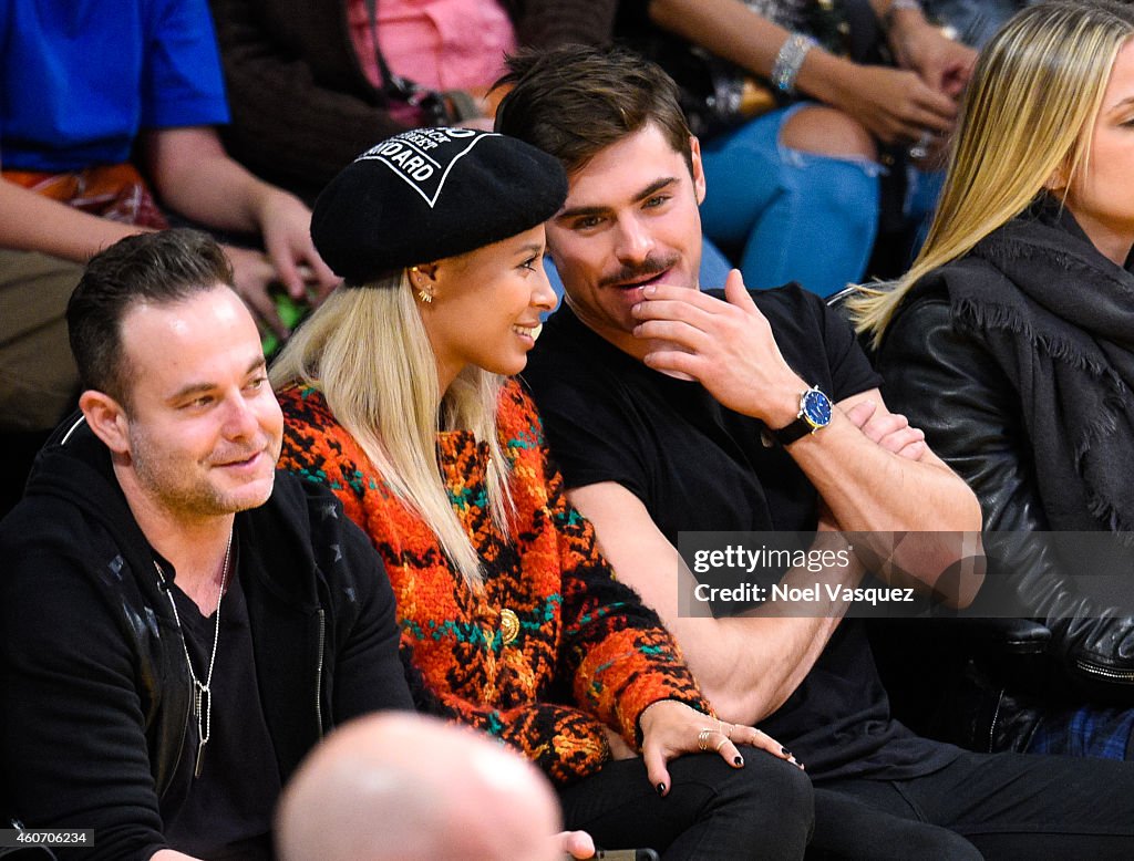 Celebrities At The Los Angeles Lakers Game