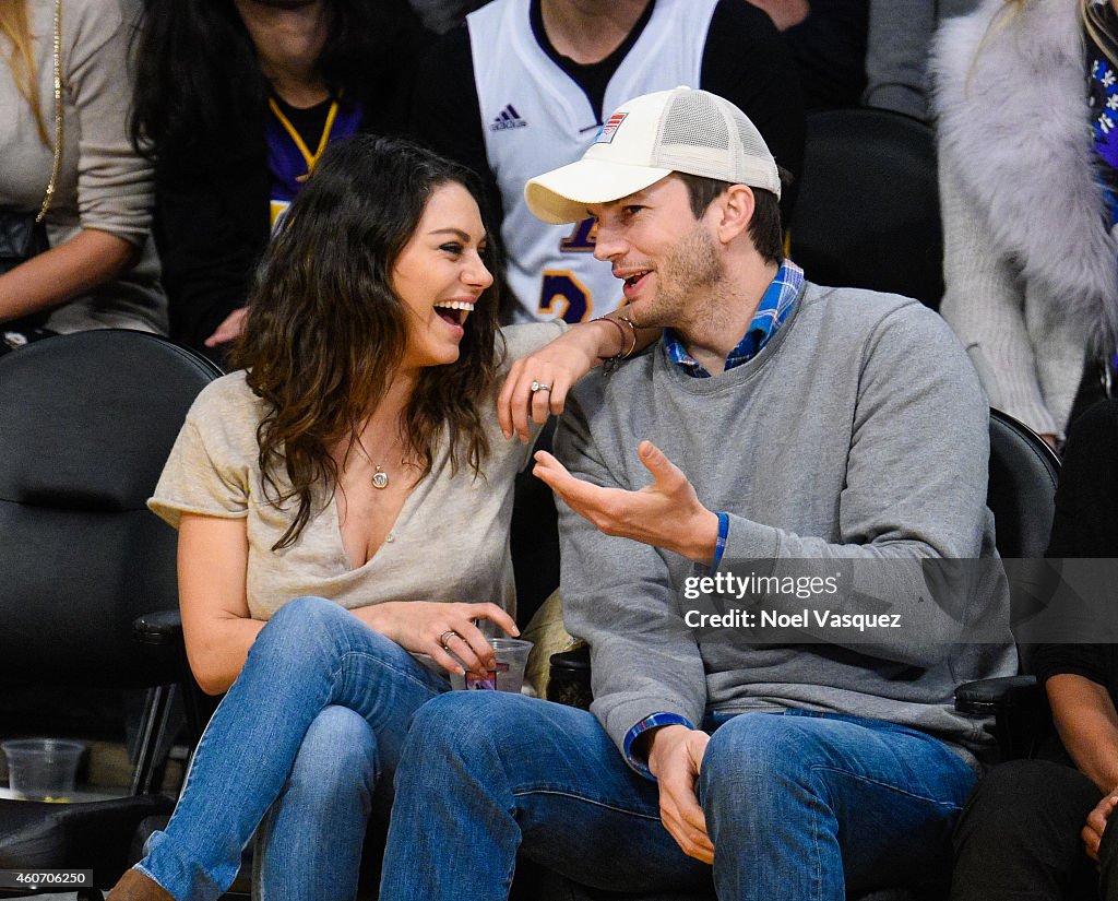 Celebrities At The Los Angeles Lakers Game