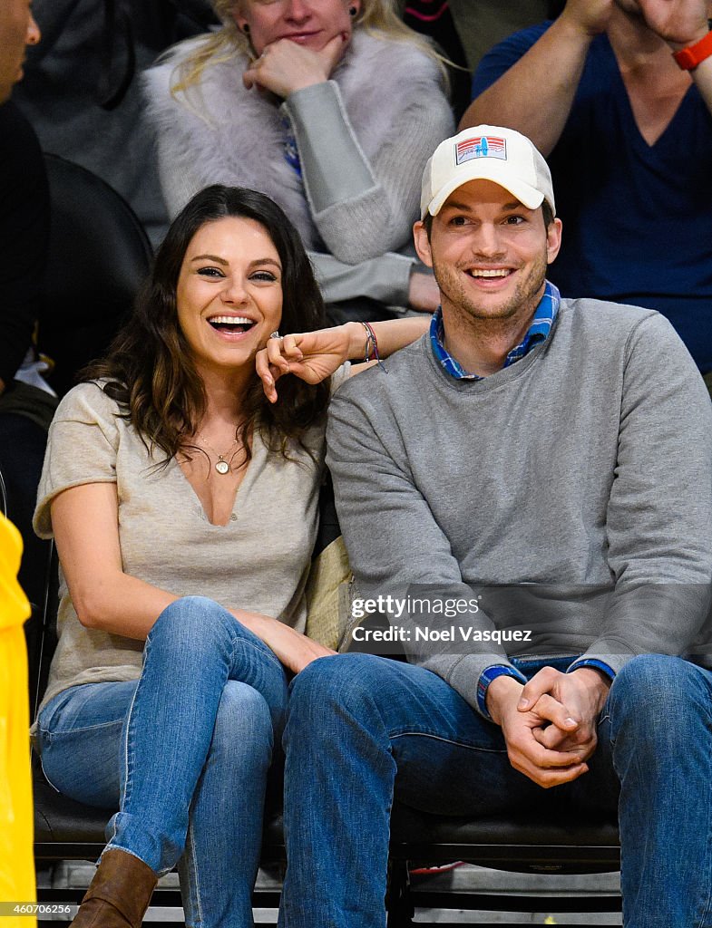 Celebrities At The Los Angeles Lakers Game