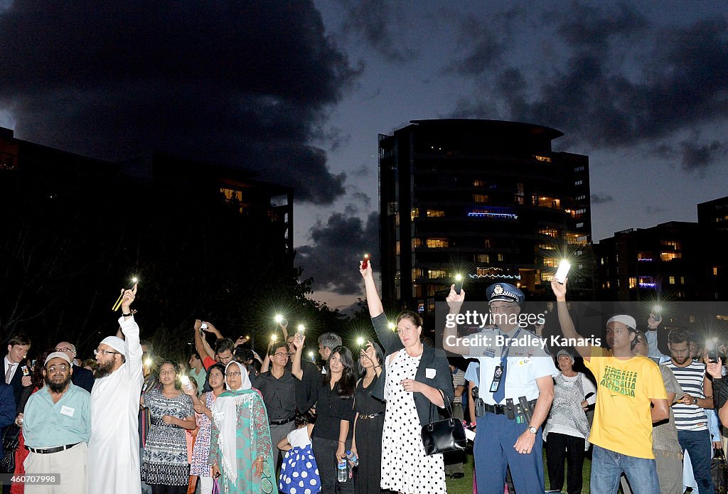 Vigil In Brisbane For The Victims Of The Sydney Siege